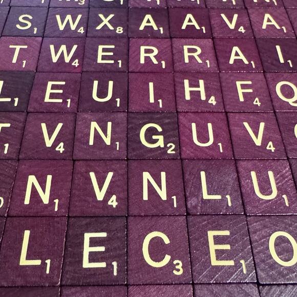 Scrabble Lot of 400 Wood Letter Tiles Maroon Gold Letters Crafts Replacements - Picture 5 of 6